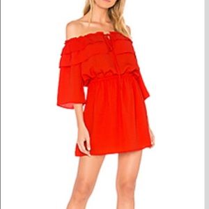 Red off the should dress